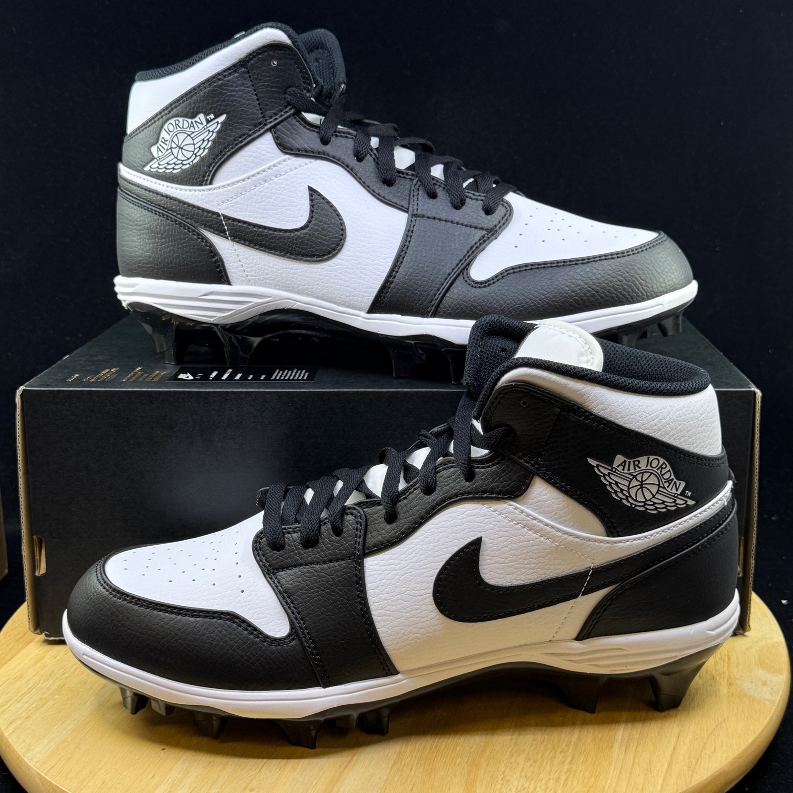 Nike Air Jordan 1 Mid Td "Black White Panda" Cleats (Fj6805-100) Men's Size 11.5